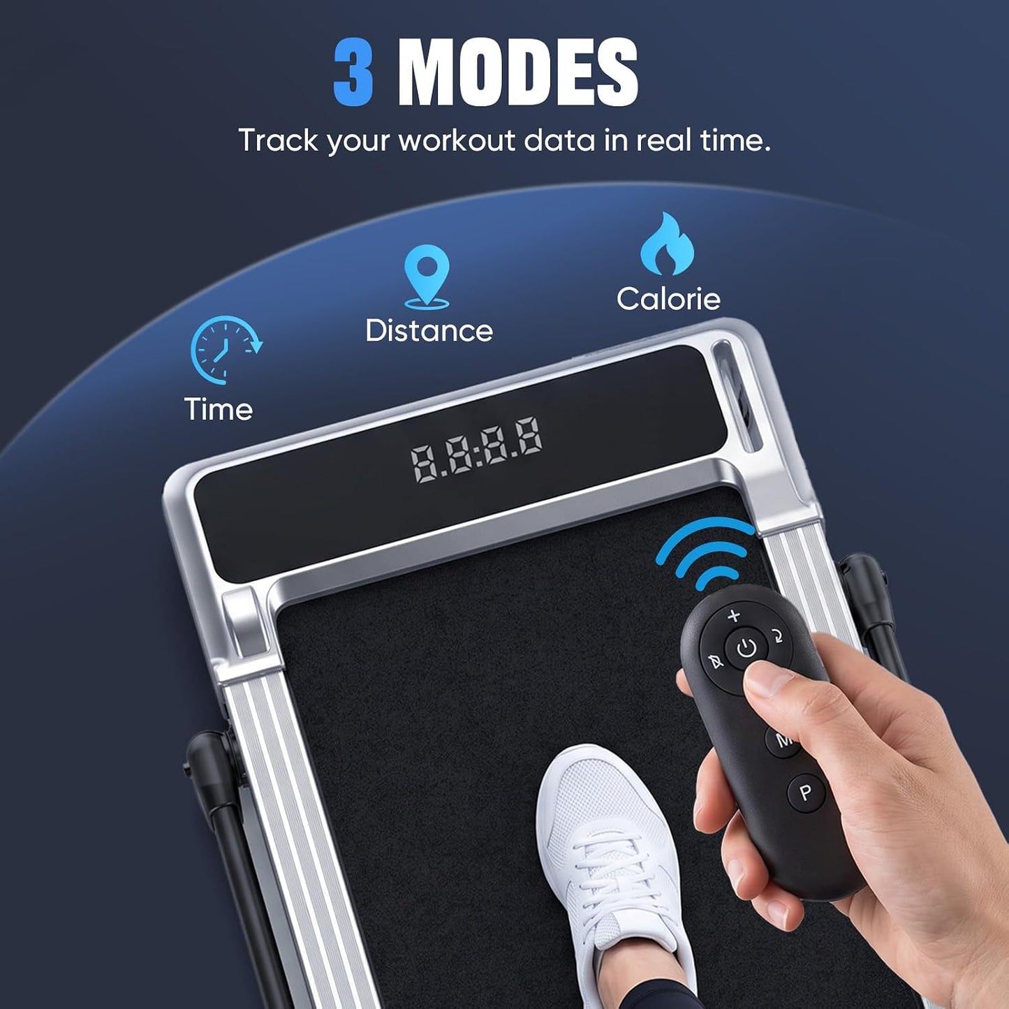 Foldable Walking Pad Treadmill for Home Office with Handle Bar, 3-In-1 Portable Treadmill under Desk, Low Noise Operation, Remote Control & LED Display, Black