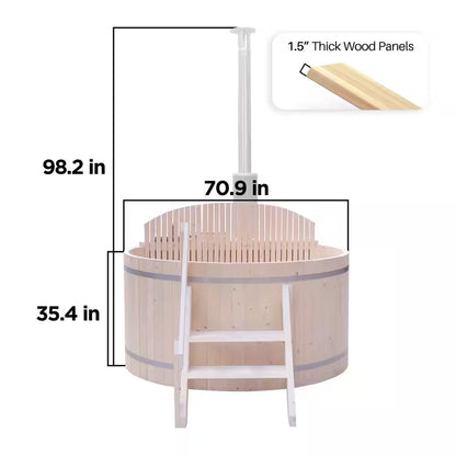 Wood Fired 4-Person to 5-Person 0-Jet Hot Tub and Ice Bath with Internal Stove Pine