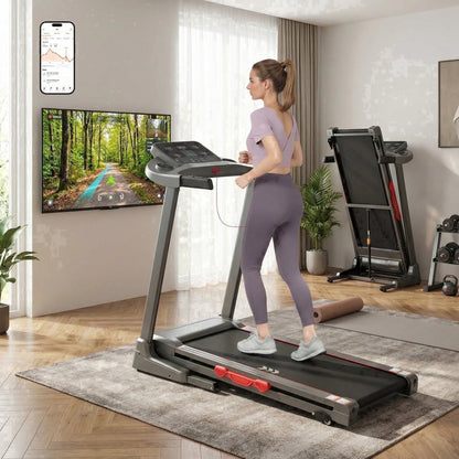 Treadmill for Home with 3 Level Manual Incline Smart APP USB Charging Foldable Running Electric Treadmill Gym