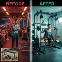 Home Gym Smith Machine Cable Crossover Weightlifting Sports Training — Before & After