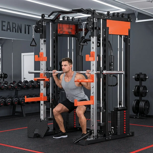 Smith Machine Cable Crossover Built for Complete Training, 390KG Weight Stack, Steel Construction, Multifunction
