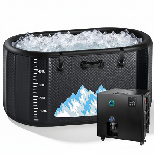 Cold Plunge Tub, 248 Gallon, 1 Horsepower, Heavy-Duty Ice Bath Tub for Athletes with Hot & Cold, Portable Inflatable Plunge Chiller with Water Treatment Kit, Immersion Therapy, Wifi (Black, 1 Set)