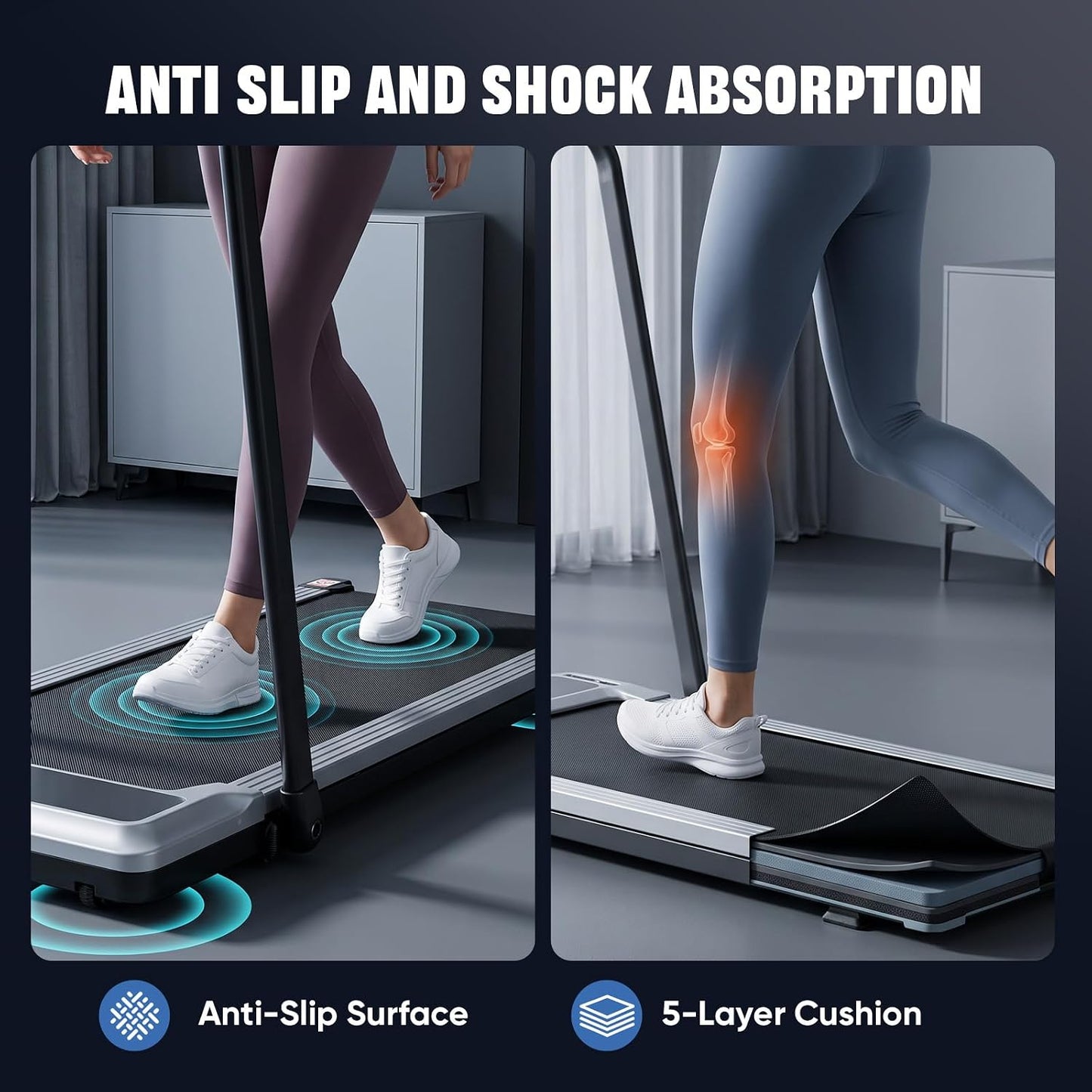 Foldable Walking Pad Treadmill for Home Office with Handle Bar, 3-In-1 Portable Treadmill under Desk, Low Noise Operation, Remote Control & LED Display, Black